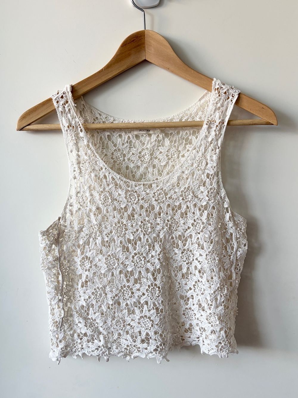 Vintage Poetry Cream Floral Crochet Tank